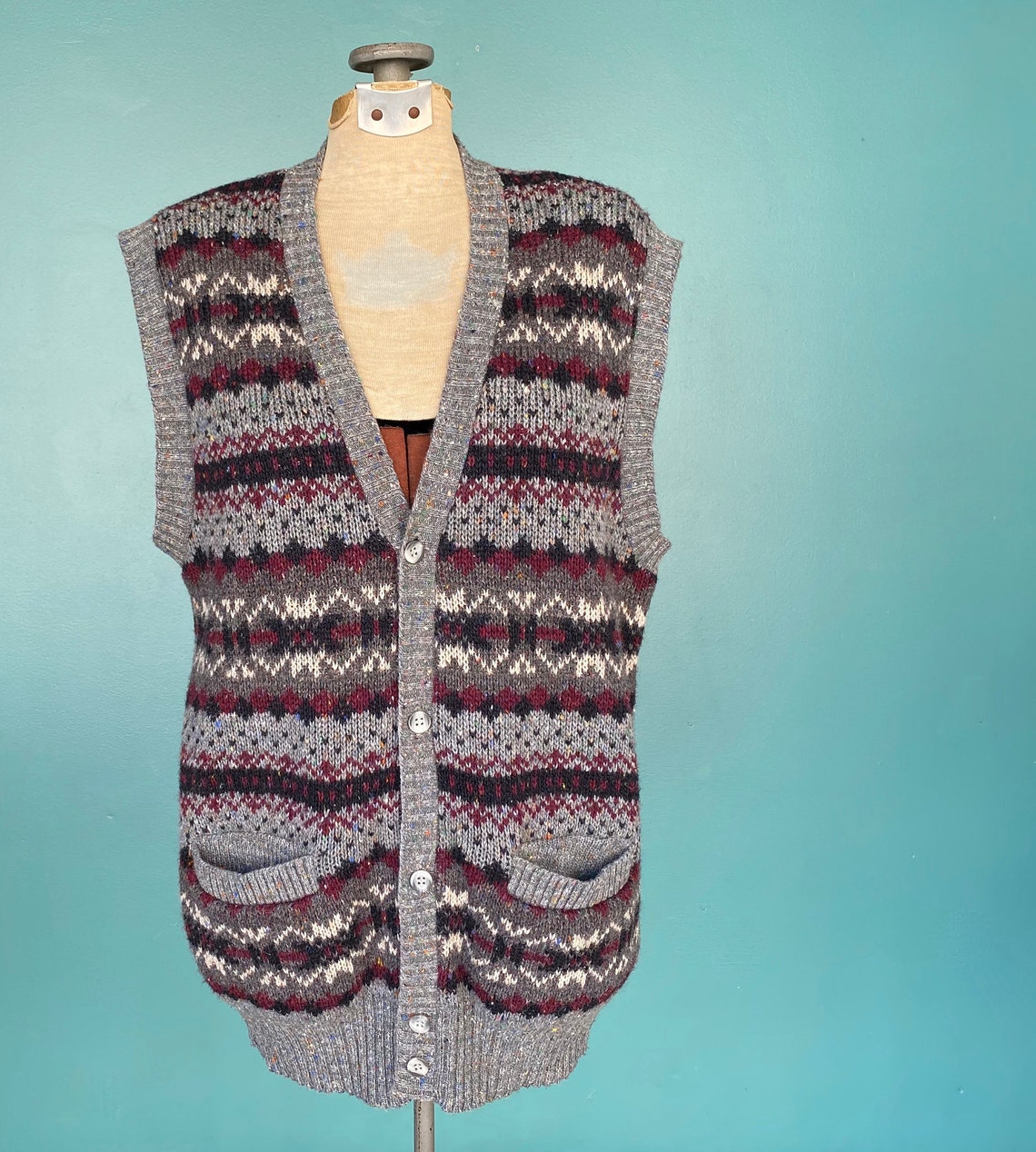 Vintage 80s Womens Knitted Sweater Vest 80s Cardigan Knit - Etsy Australia