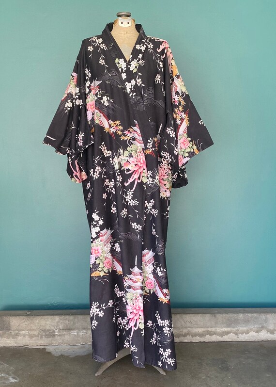 Japanese Kimono Floral Kimono Long Kimono Cotton … - image 4