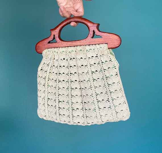 The SAK Vintage Tan Crochet Bag Y2K Larger Woven Purse