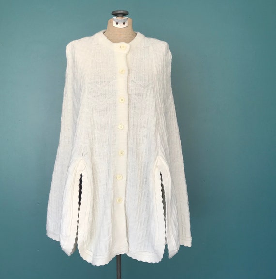 Vintage Crochet White Poncho Sweater TaraLynEvans… - image 2