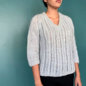 70s Cable Knit Pastel V Neck Sweater TaraLynEvansStudio image 5