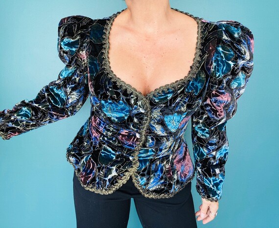 Puff Sleeve Velvet Top 80s Velvet Blazer, TaraLynE