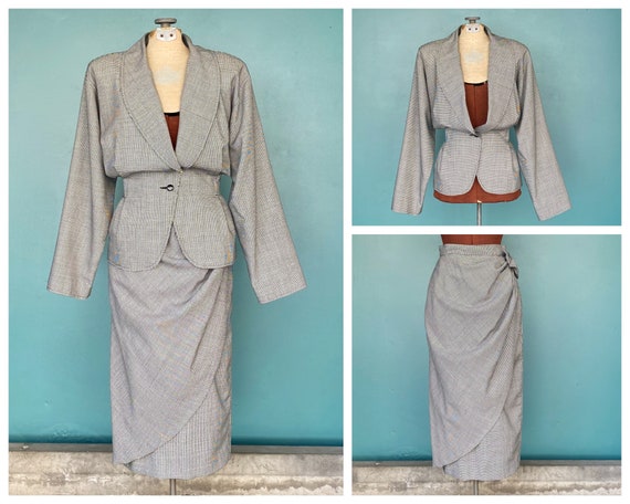 Emanuel Ungaro 80s Houndstooth Two Piece Set Vinta