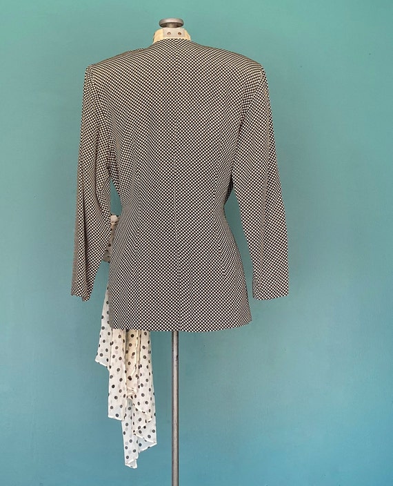 Vintage 80s Polka Dot Wrap Silk Blazer TaraLynEva… - image 7