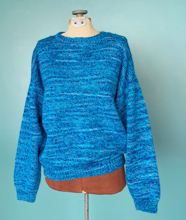 90s Crewneck Turquoise Pullover Sweater Vintage Sweater Knit | Etsy