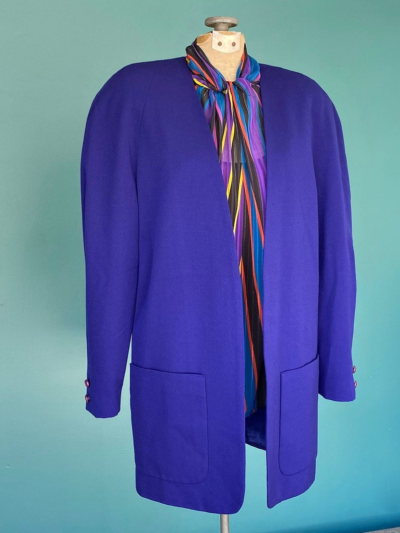 Vintage 80s Purple Wool Womens Blazer TaraLynEvansStudio image 2