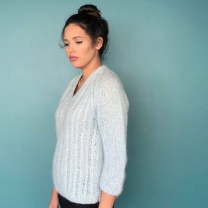 70s Cable Knit Pastel V Neck Sweater TaraLynEvansStudio image 4