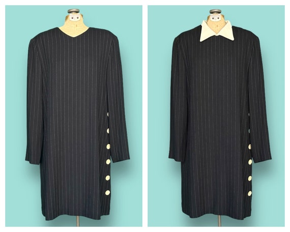 Mod Goth Vintage White Collar 90s Mod Goth Dress Collared Dres… - Gem