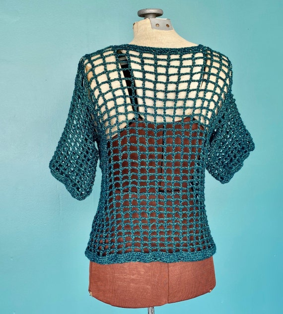 Crochet Top Mesh Shirt Crochet Shirt Womens Croch… - image 6