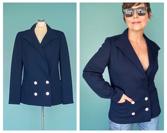 Christian Dior Navy Wool Mod Jacket Designer Vintage Peacoat Vintage Dior TaraLynEvansStudio