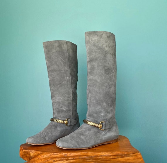 Grey Boots Suede Boots Vintage Boots Women Leathe… - image 1