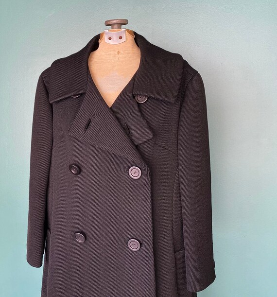 Jacques Heim 60s Black Designer Peacoat Black Coa… - image 5