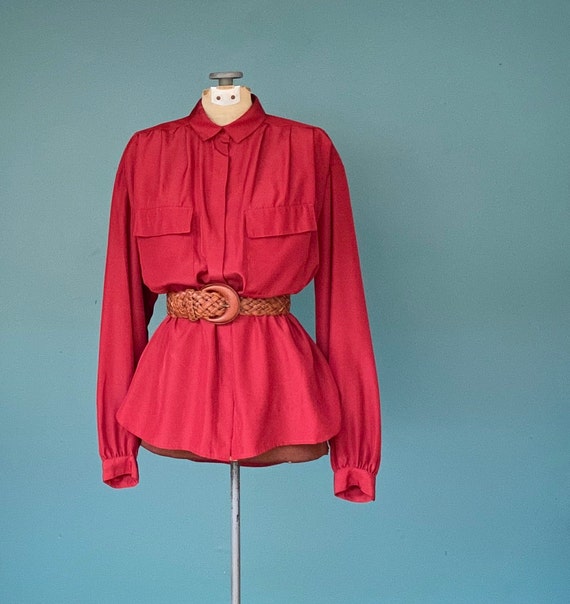 Rust Blouse 80s Vintage Secretary Blouse, TaraLynE