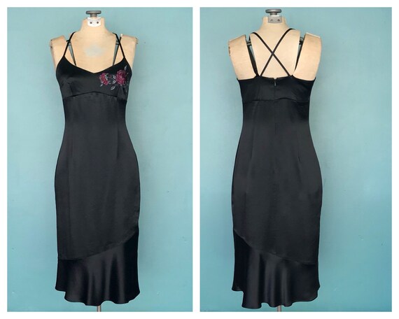 90s Satin Slip Dress Black Slip Dress, TaraLynEvan