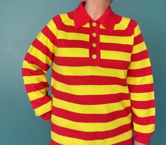 Collared Striped Sweater 70s Knit Sweater, TaraLyn
