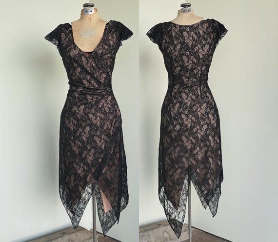 vintage bebe lace dress Y2K True Vintage Bebe Long Sleeve Coral Lace Mini Dress Bodycon Coquette Mesh M