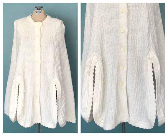 Vintage Crochet White Poncho Sweater TaraLynEvans… - image 1