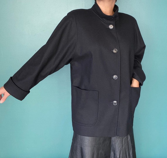 Black Wool Coat Black Coat Vintage Black Wool Jac… - image 2