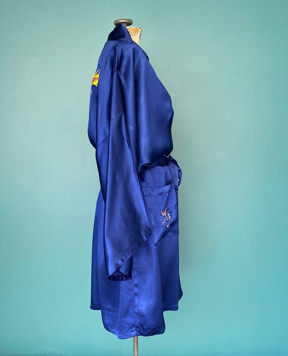 Blue Robe Satin Robe Kimono Robe Embroidered Robe… - image 3