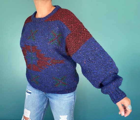 80s Sweater Western Sweater Chunky Sweater Oversi… - image 3