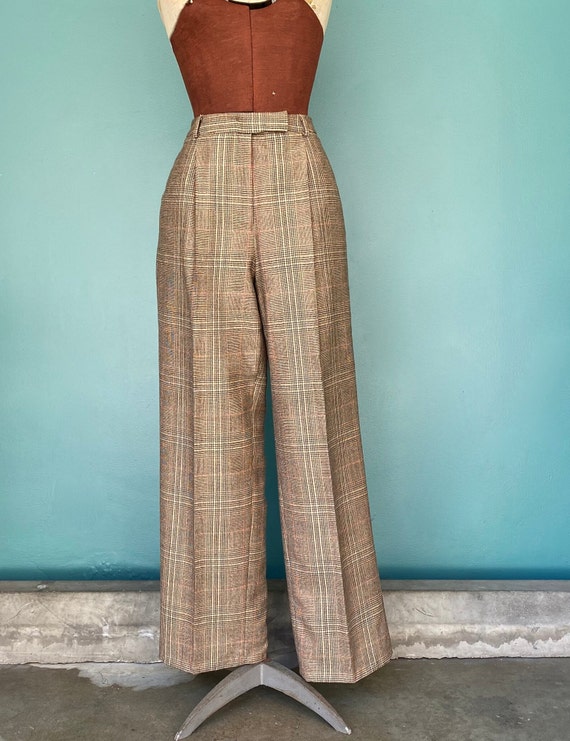 Brown Pants Womens Trousers Plaid Pants Trousers … - image 4