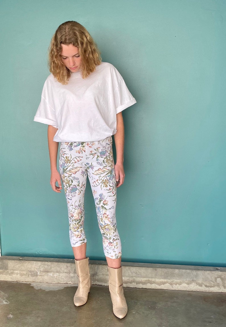 80s Leggings Printed Leggings Floral Leggings Festival Etsy