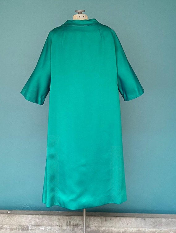 Vintage 60s Green Satin Duster Coat TaraLynEvansS… - image 7