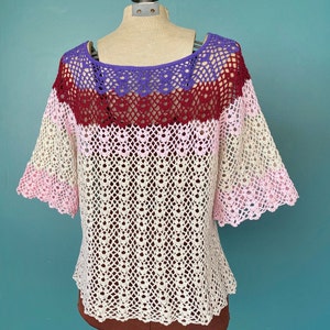 Crochet Top Vintage Womens Crocheted Top Crochet Shirt Crochet Clothes Vintage Crochet Bell Sleeve Top TaraLynEvansStudio image 7