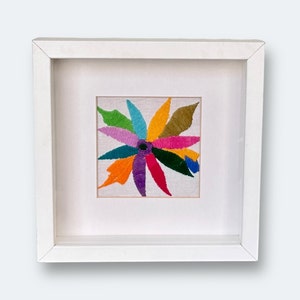 Otomi Mexican Fabric Art Wall Hanging Otomi in Frame Otomi Wall Hanging Otomi Wall Decor Otomi Wall Art TaraLynEvansStudio