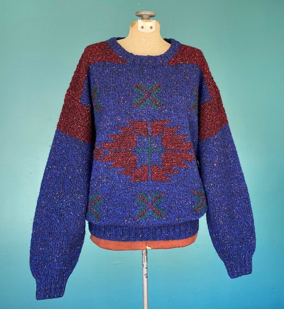 80s Sweater Western Sweater Chunky Sweater Oversi… - image 5