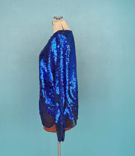 Sequin Top Blue Top Vintage Sequin Top TaraLynEva… - image 6