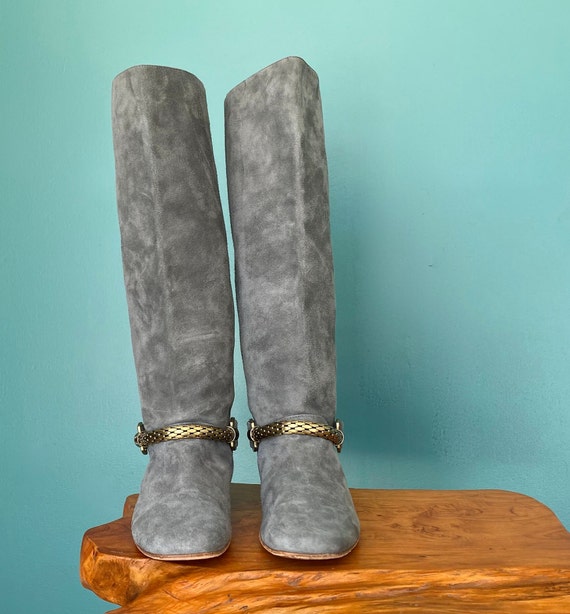 Grey Boots Suede Boots Vintage Boots Women Leathe… - image 3