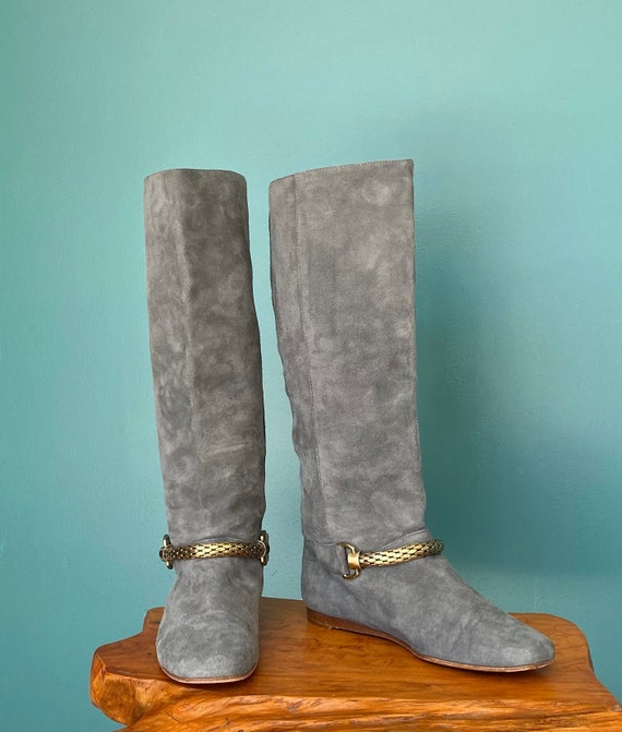 Grey Boots Suede Boots Vintage Boots Women Leathe… - image 2