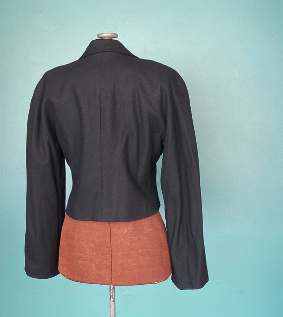 Cropped Blazer Black Blazer Benetton 90s Blazer W… - image 5