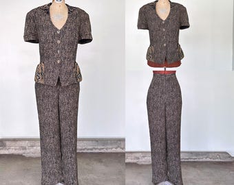 Vintage 80s Platinum Pant Suit | Two Piece Womens Outfit | TaraLynEvansStudio