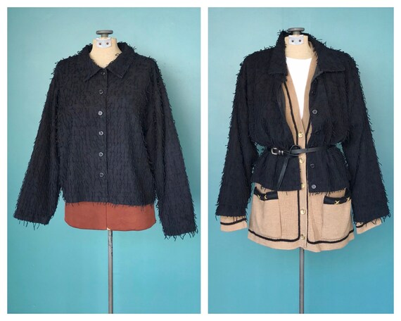 Black Fringe Jacket Vintage Fringe Jacket, TaraLyn