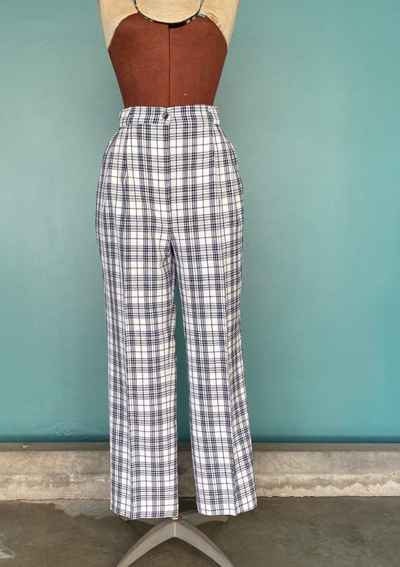 Retro Pants Plaid Pants Womens Pants 80s Pants Ta… - image 2