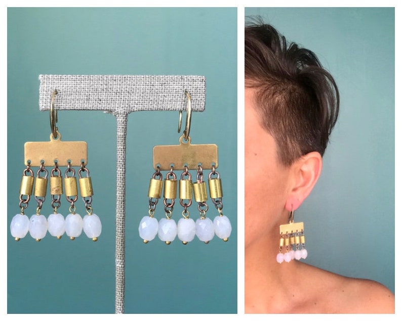 Chandelier Beaded Earrings Stone Boho Earrings, TaraLynEvansStudio image 1