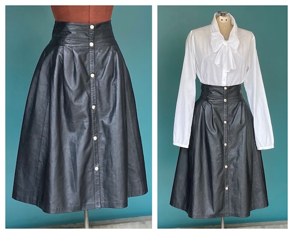 Leather Maxi Skirt Black Leather Full Skirt, TaraL