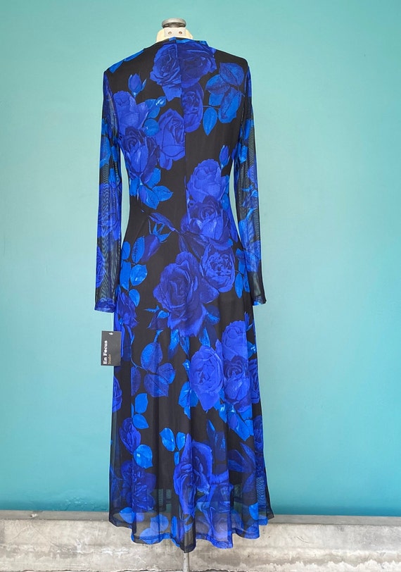 Mesh Dress Y2K Dress Blue Floral Dress Sheer Dres… - image 6