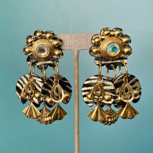 TaraLynEvansStudio Brass Patina Earrings 80s Oversized Earrings Large Modern Metal Earrings Big Long Bohemian Unique Earrings