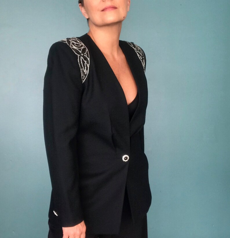 Nolan Miller 80s Black Blazer 80s Long Black Blazer TaraLynEvansStudio