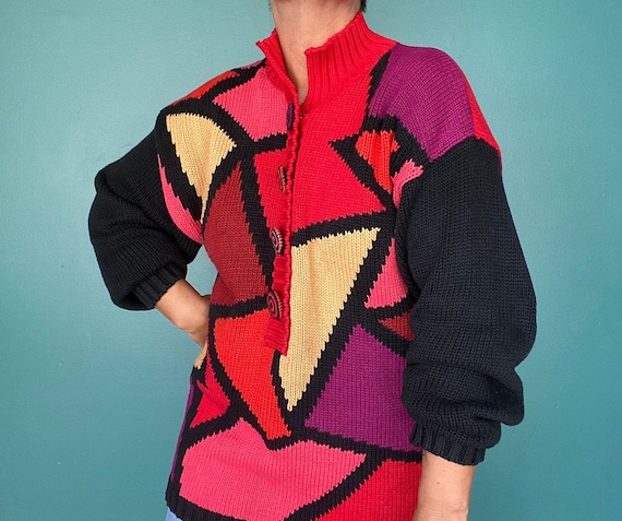 Color Block Oversized Sweater 80s Sweater, TaraLyn
