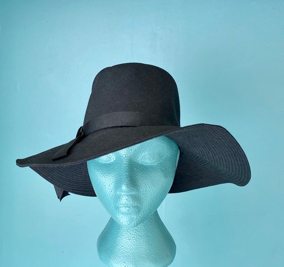 Black Wide Brim Vintage Womens Fedora, TaraLynEvan