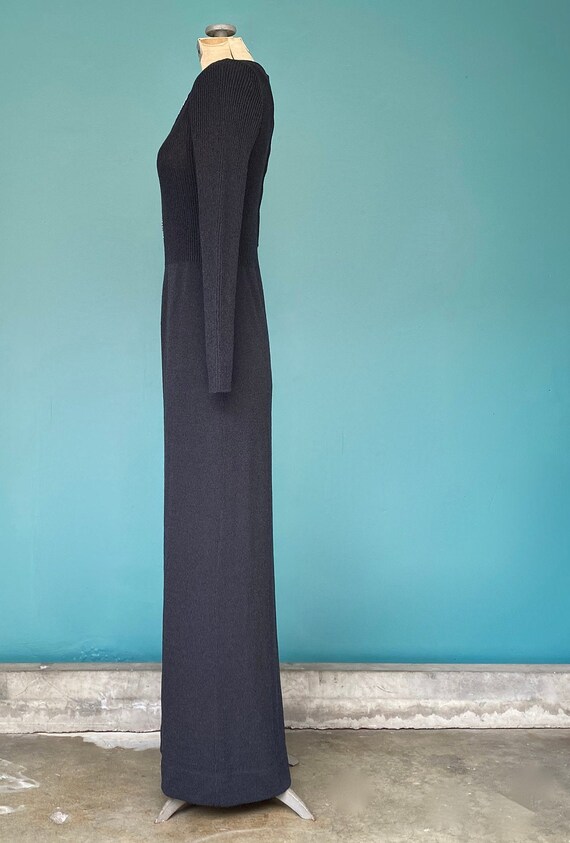 Vintage 70s Black Knit Long Sweater Dress TaraLyn… - image 5