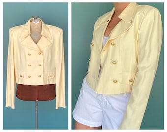 80s Cropped Yellow Blazer Jacket TaraLynEvansStudio