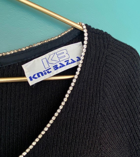 Vintage 70s Black Knit Long Sweater Dress TaraLyn… - image 7