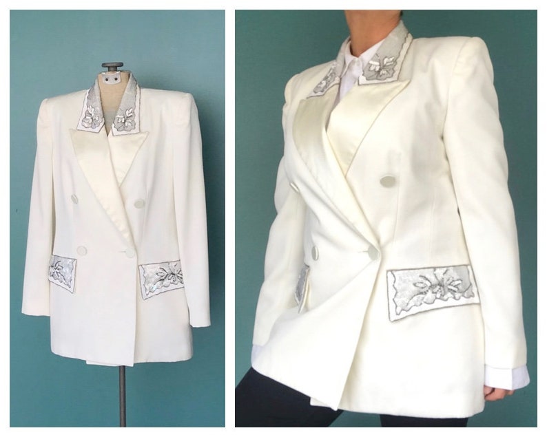 80s Blazer Double Breasted Tuxedo Jacket TaraLynEvansStudio