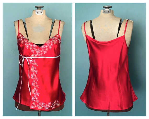 Vintage 90s Silk Red Tank Top Camisole Tank Top 90s Clothing Women Cami  Lingerie Top Silk Camisole Top Womens Tank Top Taralynevansstudio -   Canada