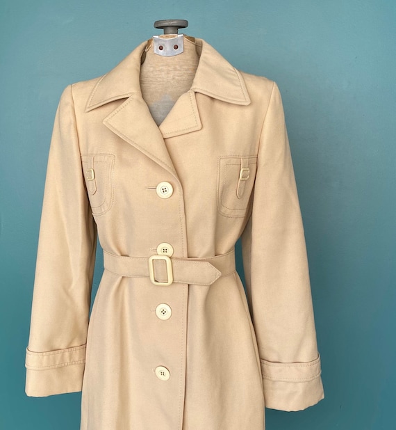 L Vintage Trench Coat for Women Size M Peach Trench Coat/_FTV824